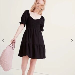 Madewell Lucie Linen Blend Smocked Mini Dress